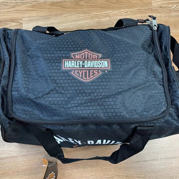 Harley-Davidson Tail of The Dragon Collection Logo Duffel Bag Black Zip NEW - Picture 13 of 14